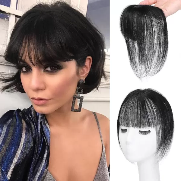 NAYOO Bangs Hair Clip in Bangs 100% Real Human Hair Extensions French Bangs Clip on Hair Bangs for Women Fringe with Temples Hairpieces Curved Bangs for Daily Wear