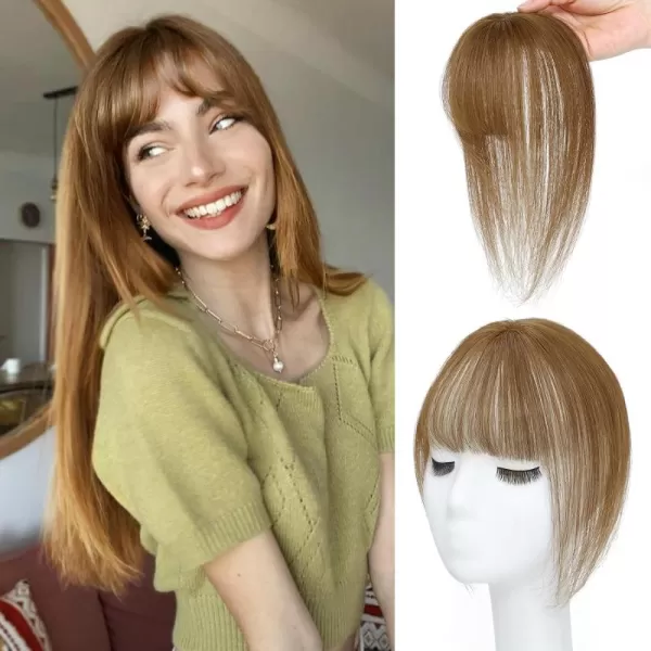 NAYOO Bangs Hair Clip in Bangs 100% Real Human Hair Extensions French Bangs Clip on Hair Bangs for Women Fringe with Temples Hairpieces Curved Bangs for Daily Wear