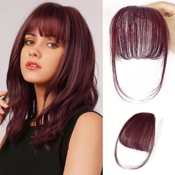 NAYOO Bangs Hair Clip in Bangs 100% Real Human Hair Extensions French Bangs Clip on Hair Bangs for Women Fringe with Temples Hairpieces Curved Bangs for Daily Wear