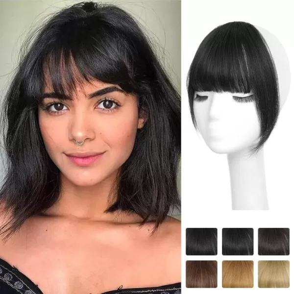 NAYOO Bangs Hair Clip in Bangs 100% Real Human Hair Extensions French Bangs Clip on Hair Bangs for Women Fringe with Temples Hairpieces Curved Bangs for Daily Wear