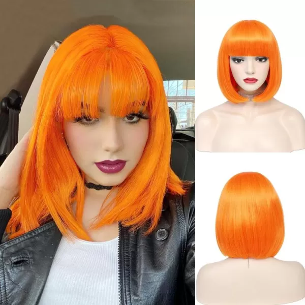 NAYOO Blonde Wig with Bangs, 12 Inch Blonde Short Bob Wigs for Women, Natural Look Blonde Bob Wig with Bangs, Super Soft Straight Bob Wig, Colorful Wig for Everyday Use, Cosplay, Halloween