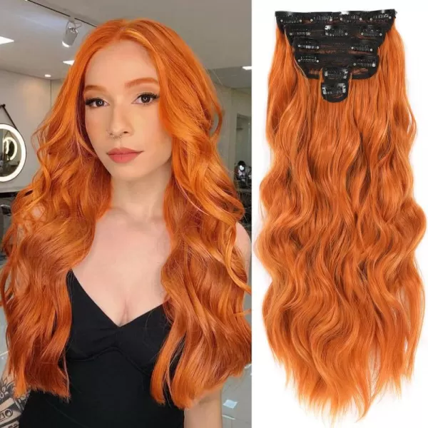 NAYOO Clip in Hair Extensions for Women 20 Inch Long Wavy Curly Dark Brown Hair Extension Full Head Synthetic Hair Extension Hairpieces