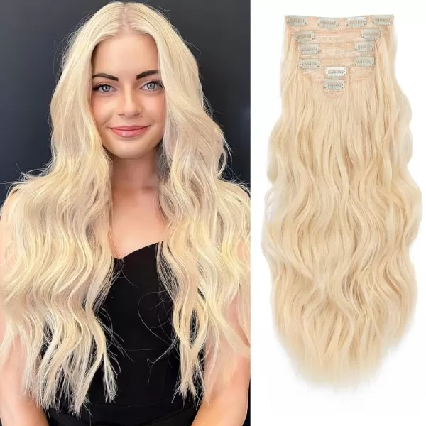 NAYOO Clip in Hair Extensions for Women 20 Inch Long Wavy Curly Dark Brown Hair Extension Full Head Synthetic Hair Extension Hairpieces