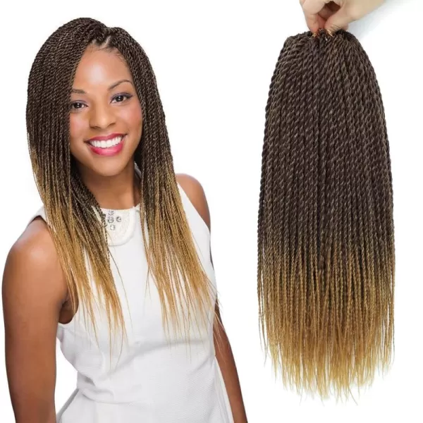 NAYOO Senegalese Twist Crochet Hair - 8 Packs 18 Inch Crochet Hair For Black Women, 35 Strands/Pack Small Twist Crochet Hair Hot Water Setting, Crochet Braids Hair with Natural End