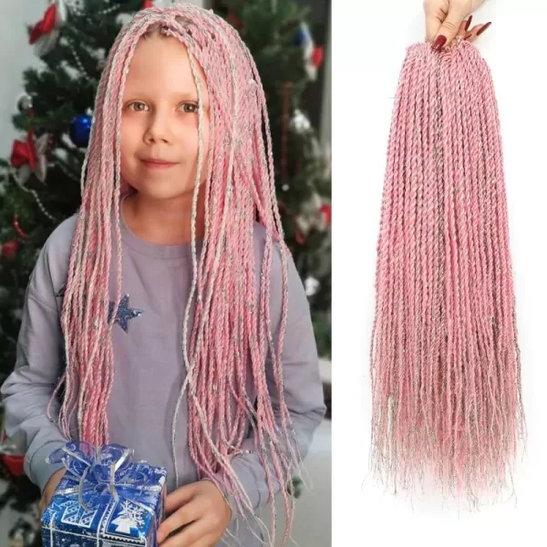 NAYOO Senegalese Twist Crochet Hair - 8 Packs 18 Inch Crochet Hair For Black Women, 35 Strands/Pack Small Twist Crochet Hair Hot Water Setting, Crochet Braids Hair with Natural End