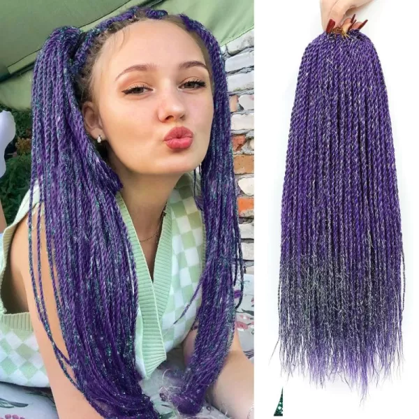 NAYOO Senegalese Twist Crochet Hair - 8 Packs 18 Inch Crochet Hair For Black Women, 35 Strands/Pack Small Twist Crochet Hair Hot Water Setting, Crochet Braids Hair with Natural End