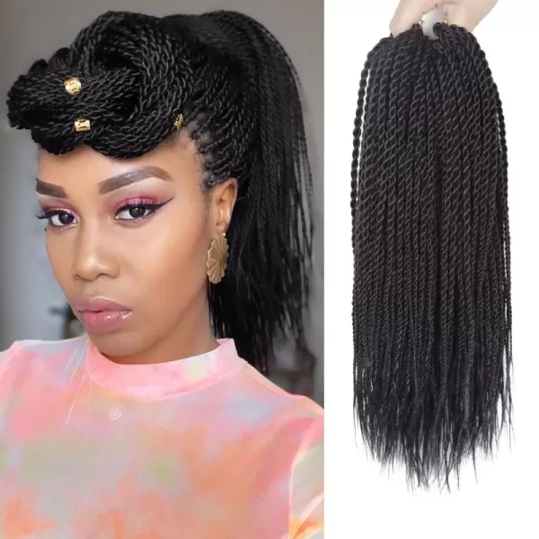 NAYOO Senegalese Twist Crochet Hair - 8 Packs 18 Inch Crochet Hair For Black Women, 35 Strands/Pack Small Twist Crochet Hair Hot Water Setting, Crochet Braids Hair with Natural End