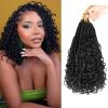imageBohemain Box Braids Crochet Hair for Black Women 14Inch Boho Crochet Hair Pre Looped 8PK Crochet Boho Braids with Curly Ends1B
