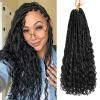 imageBohemain Box Braids Crochet Hair for Black Women 14Inch Boho Crochet Hair Pre Looped 8PK Crochet Boho Braids with Curly Ends1B