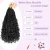 imageBohemain Box Braids Crochet Hair for Black Women 14Inch Boho Crochet Hair Pre Looped 8PK Crochet Boho Braids with Curly Ends1B