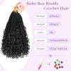 imageBohemain Box Braids Crochet Hair for Black Women 14Inch Boho Crochet Hair Pre Looped 8PK Crochet Boho Braids with Curly Ends1B