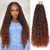 imageBohemain Box Braids Crochet Hair for Black Women 14Inch Boho Crochet Hair Pre Looped 8PK Crochet Boho Braids with Curly Ends1B350