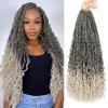 imageBohemain Box Braids Crochet Hair for Black Women 14Inch Boho Crochet Hair Pre Looped 8PK Crochet Boho Braids with Curly Ends1BGray
