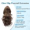 imageNAYOO Claw Clip Ponytail Extension Black Brown 12quot Short Wavy Ponytail Clip in Hair Extensions for Women Curly Natural Layered Pony Tails for Short Thin Hair Synthetic HairpieceBlack BrownBrown Mixed Dirty Blonde