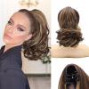 imageNAYOO Claw Clip Ponytail Extension Black Brown 12quot Short Wavy Ponytail Clip in Hair Extensions for Women Curly Natural Layered Pony Tails for Short Thin Hair Synthetic HairpieceBlack BrownBrown Mixed Dirty Blonde