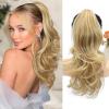 imageNAYOO Claw Clip Ponytail Extension Black Brown 12quot Short Wavy Ponytail Clip in Hair Extensions for Women Curly Natural Layered Pony Tails for Short Thin Hair Synthetic HairpieceBlack BrownDirty Blonde