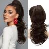 imageNAYOO Claw Clip Ponytail Extension Black Brown 12quot Short Wavy Ponytail Clip in Hair Extensions for Women Curly Natural Layered Pony Tails for Short Thin Hair Synthetic HairpieceBlack BrownDark Brown