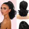 imageNAYOO Claw Clip Ponytail Extension Black Brown 12quot Short Wavy Ponytail Clip in Hair Extensions for Women Curly Natural Layered Pony Tails for Short Thin Hair Synthetic HairpieceBlack BrownBlack