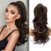 imageNAYOO Claw Clip Ponytail Extension Black Brown 12quot Short Wavy Ponytail Clip in Hair Extensions for Women Curly Natural Layered Pony Tails for Short Thin Hair Synthetic HairpieceBlack BrownDark Brown Mixed Chestnut