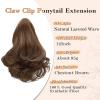 imageNAYOO Claw Clip Ponytail Extension Black Brown 12quot Short Wavy Ponytail Clip in Hair Extensions for Women Curly Natural Layered Pony Tails for Short Thin Hair Synthetic HairpieceBlack BrownChestnut Brown
