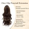 imageNAYOO Claw Clip Ponytail Extension Black Brown 12quot Short Wavy Ponytail Clip in Hair Extensions for Women Curly Natural Layered Pony Tails for Short Thin Hair Synthetic HairpieceBlack BrownDark Brown Mixed Chestnut