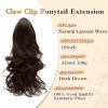 imageNAYOO Claw Clip Ponytail Extension Black Brown 12quot Short Wavy Ponytail Clip in Hair Extensions for Women Curly Natural Layered Pony Tails for Short Thin Hair Synthetic HairpieceBlack BrownDark Brown