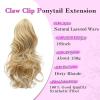 imageNAYOO Claw Clip Ponytail Extension Black Brown 12quot Short Wavy Ponytail Clip in Hair Extensions for Women Curly Natural Layered Pony Tails for Short Thin Hair Synthetic HairpieceBlack BrownDirty Blonde