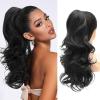 imageNAYOO Claw Clip Ponytail Extension Black Brown 12quot Short Wavy Ponytail Clip in Hair Extensions for Women Curly Natural Layered Pony Tails for Short Thin Hair Synthetic HairpieceBlack BrownBlack
