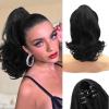 imageNAYOO Claw Clip Ponytail Extension Black Brown 12quot Short Wavy Ponytail Clip in Hair Extensions for Women Curly Natural Layered Pony Tails for Short Thin Hair Synthetic HairpieceBlack BrownBlack