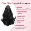 imageNAYOO Claw Clip Ponytail Extension Black Brown 12quot Short Wavy Ponytail Clip in Hair Extensions for Women Curly Natural Layered Pony Tails for Short Thin Hair Synthetic HairpieceBlack BrownBlack