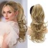 imageNAYOO Claw Clip Ponytail Extension Black Brown 12quot Short Wavy Ponytail Clip in Hair Extensions for Women Curly Natural Layered Pony Tails for Short Thin Hair Synthetic HairpieceBlack BrownMedium Blonde with Blonde Highlights