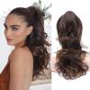 imageNAYOO Claw Clip Ponytail Extension Black Brown 12quot Short Wavy Ponytail Clip in Hair Extensions for Women Curly Natural Layered Pony Tails for Short Thin Hair Synthetic HairpieceBlack BrownCopper Brown