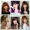 imageNAYOO Clip in Bangs  100 Human Hair Wispy Bangs Clip in Hair Extensions Brown Black Air Bangs Fringe with Temples Hairpieces for Women Curved Bangs for Daily WearMedium Brown