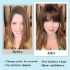 imageNAYOO Clip in Bangs  100 Human Hair Wispy Bangs Clip in Hair Extensions Brown Black Air Bangs Fringe with Temples Hairpieces for Women Curved Bangs for Daily WearDark Brown