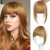 imageNAYOO Clip in Bangs  100 Human Hair Wispy Bangs Clip in Hair Extensions Brown Black Air Bangs Fringe with Temples Hairpieces for Women Curved Bangs for Daily WearBlonde