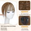 imageNAYOO Clip in Bangs  100 Human Hair Wispy Bangs Clip in Hair Extensions Brown Black Air Bangs Fringe with Temples Hairpieces for Women Curved Bangs for Daily WearLight Brown
