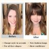 imageNAYOO Clip in Bangs  100 Human Hair Wispy Bangs Clip in Hair Extensions Brown Black Air Bangs Fringe with Temples Hairpieces for Women Curved Bangs for Daily Wearlight blonde