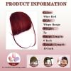 imageNAYOO Clip in Bangs  100 Human Hair Wispy Bangs Clip in Hair Extensions Brown Black Air Bangs Fringe with Temples Hairpieces for Women Curved Bangs for Daily WearRed