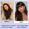 imageNAYOO Clip in Bangs  100 Human Hair Wispy Bangs Clip in Hair Extensions Brown Black Air Bangs Fringe with Temples Hairpieces for Women Curved Bangs for Daily WearDark Brown