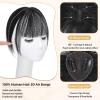 imageNAYOO Clip in Bangs  100 Human Hair Wispy Bangs Clip in Hair Extensions Brown Black Air Bangs Fringe with Temples Hairpieces for Women Curved Bangs for Daily WearNatural Black