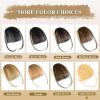 imageNAYOO Clip in Bangs  100 Human Hair Wispy Bangs Clip in Hair Extensions Brown Black Air Bangs Fringe with Temples Hairpieces for Women Curved Bangs for Daily WearLight Blonde