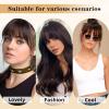imageNAYOO Clip in Bangs  100 Human Hair Wispy Bangs Clip in Hair Extensions Brown Black Air Bangs Fringe with Temples Hairpieces for Women Curved Bangs for Daily Wear2 darkest brown