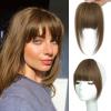 imageNAYOO Clip in Bangs  100 Human Hair Wispy Bangs Clip in Hair Extensions Brown Black Air Bangs Fringe with Temples Hairpieces for Women Curved Bangs for Daily WearLight Brown