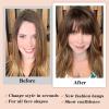 imageNAYOO Clip in Bangs  100 Human Hair Wispy Bangs Clip in Hair Extensions Brown Black Air Bangs Fringe with Temples Hairpieces for Women Curved Bangs for Daily WearNatural Black