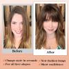 imageNAYOO Clip in Bangs  100 Human Hair Wispy Bangs Clip in Hair Extensions Brown Black Air Bangs Fringe with Temples Hairpieces for Women Curved Bangs for Daily WearCopper Red