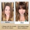 imageNAYOO Clip in Bangs  100 Human Hair Wispy Bangs Clip in Hair Extensions Brown Black Air Bangs Fringe with Temples Hairpieces for Women Curved Bangs for Daily WearLight Blonde