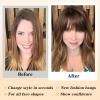 imageNAYOO Clip in Bangs  100 Human Hair Wispy Bangs Clip in Hair Extensions Brown Black Air Bangs Fringe with Temples Hairpieces for Women Curved Bangs for Daily Wear2 darkest brown