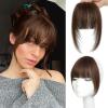 imageNAYOO Clip in Bangs  100 Human Hair Wispy Bangs Clip in Hair Extensions Brown Black Air Bangs Fringe with Temples Hairpieces for Women Curved Bangs for Daily WearMedium Brown