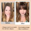 imageNAYOO Clip in Bangs  100 Human Hair Wispy Bangs Clip in Hair Extensions Brown Black Air Bangs Fringe with Temples Hairpieces for Women Curved Bangs for Daily WearBlonde