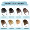 imageNAYOO Clip in Bangs  100 Human Hair Wispy Bangs Clip in Hair Extensions Brown Black Air Bangs Fringe with Temples Hairpieces for Women Curved Bangs for Daily WearBrown